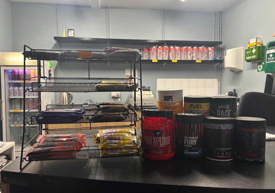 Snacks and pre-workout at reception