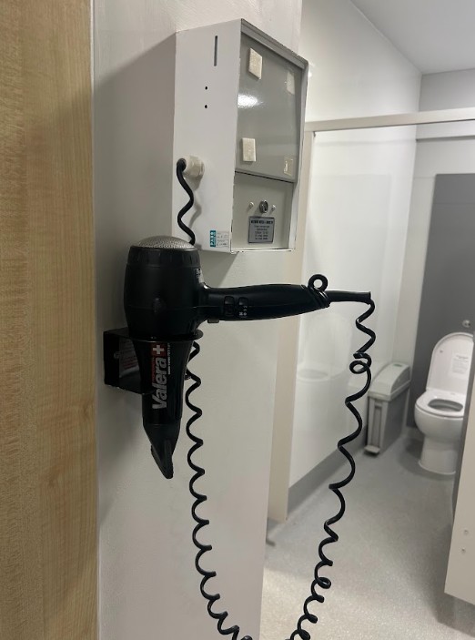 Hairdryer in the changing rooms