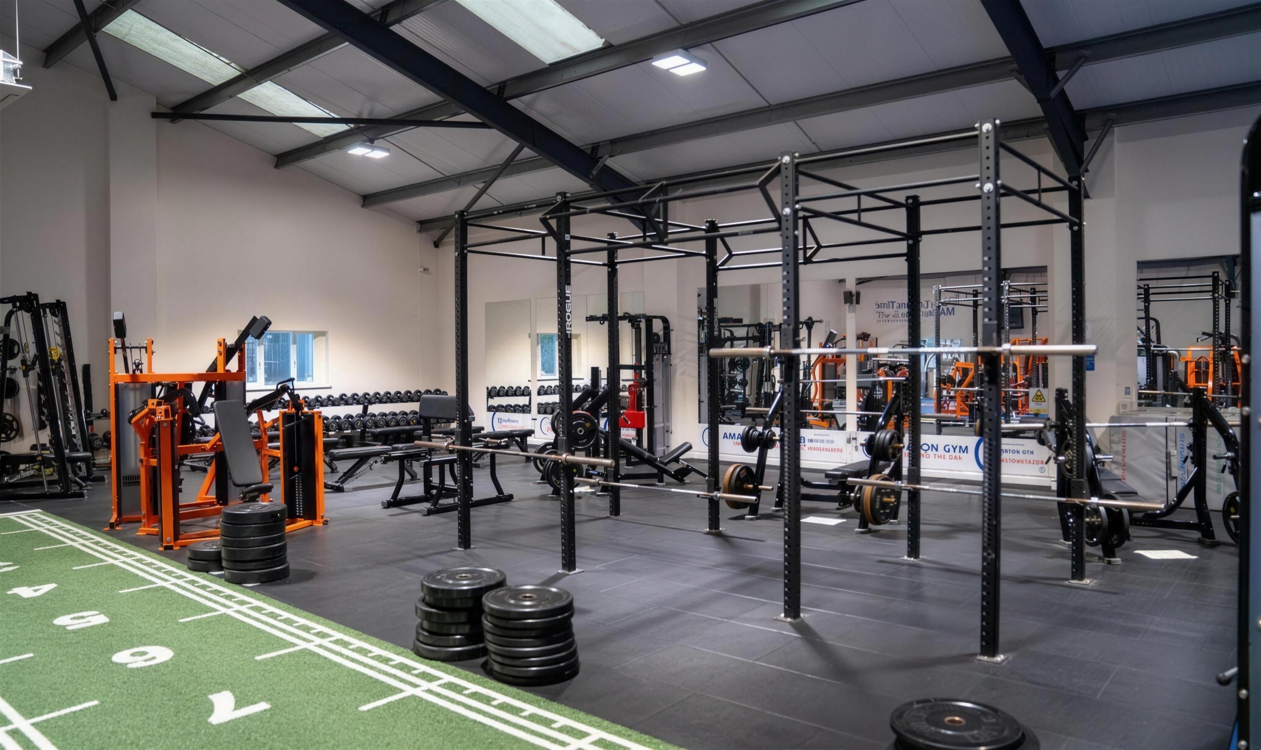 The Rogue rig and lifting track at Amazon Gym