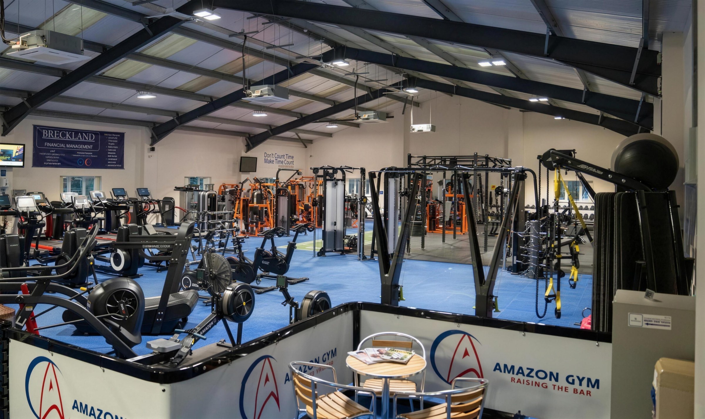 The gym floor seen from the mezzanine at Amazon Gym