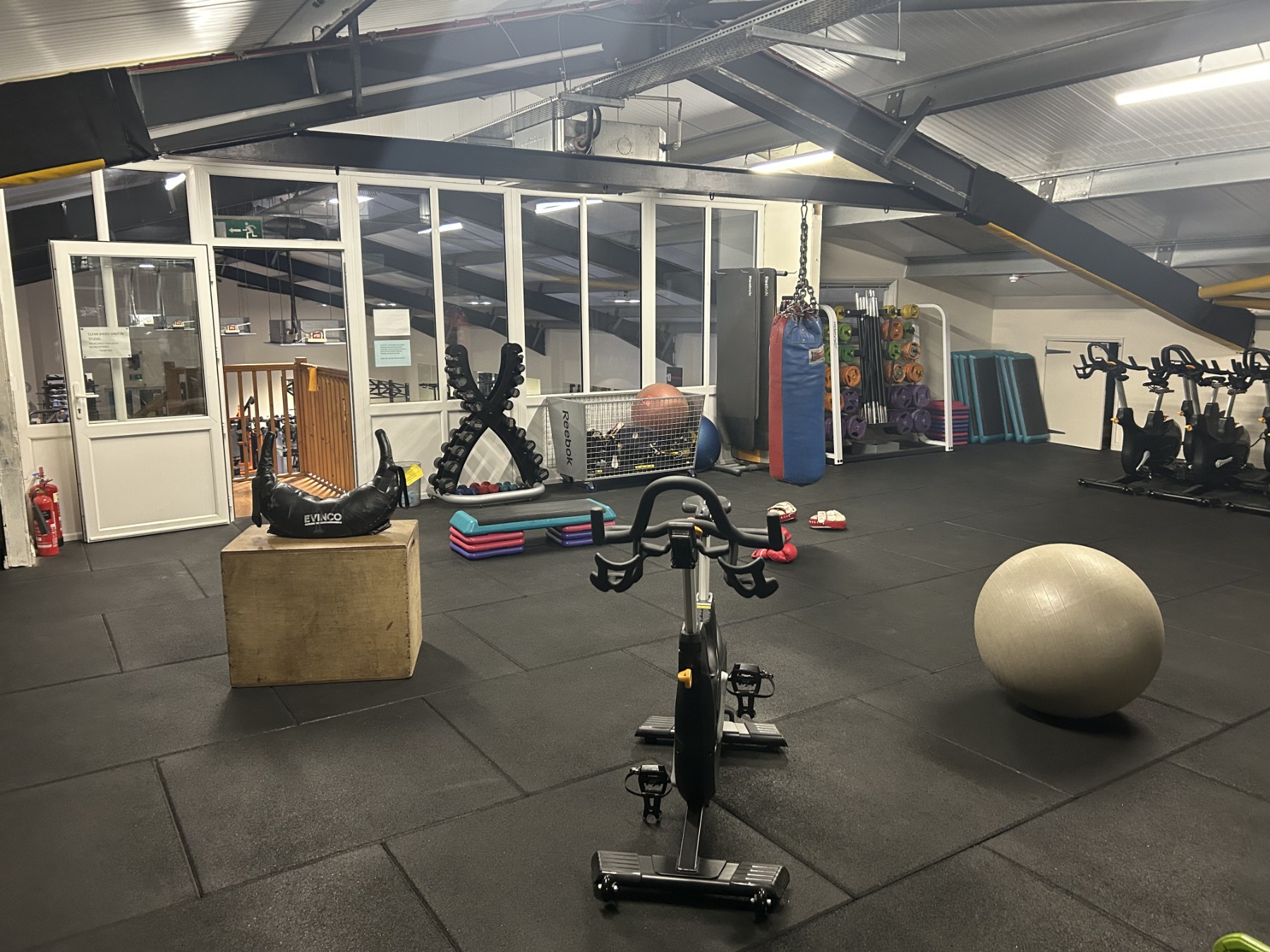 The upstairs studio at Amazon Gym